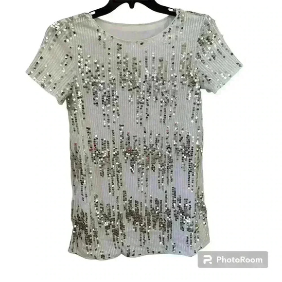 Sequin Tee Shirt Mini Dress Versatile Size Small Shift Dress Party  MINT - Picture 4 of 14